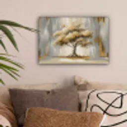 Boom - Bladeren - Abstract - Wit canvas 2cm klein -sfeer1