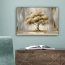 Boom - Bladeren - Abstract - Wit canvas 2cm klein -sfeer4
