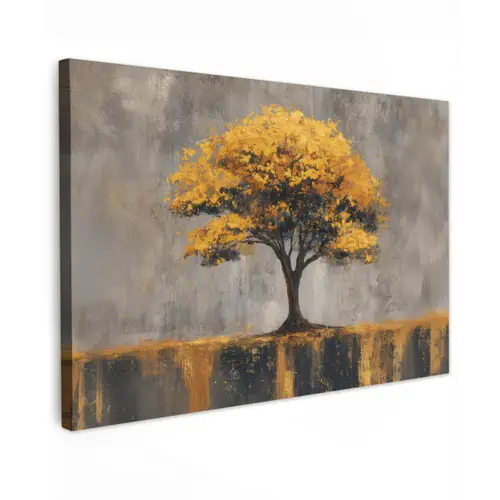 Boom - Bladeren - Goud - Abstract canvas 2cm klein -z3d
