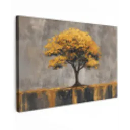 Boom - Bladeren - Goud - Abstract canvas 2cm klein -z3d