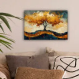 Boom - Natuur - Goud - Modern canvas 2cm klein -sfeer1