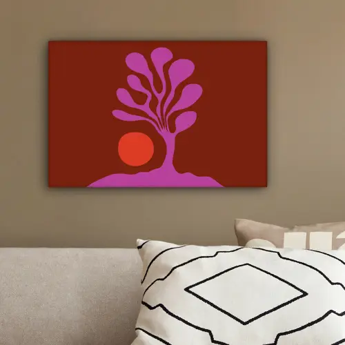 Boom - Paars - Cirkel - Vloeiend canvas 2cm klein -sfeer3