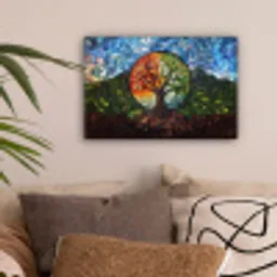 Boom - Seizoenen - Mozaïek - Bergen canvas 2cm klein -sfeer1