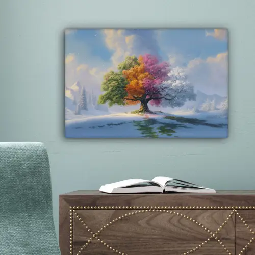 Boom - Seizoenen - Winter - Landschap canvas 2cm klein -sfeer4