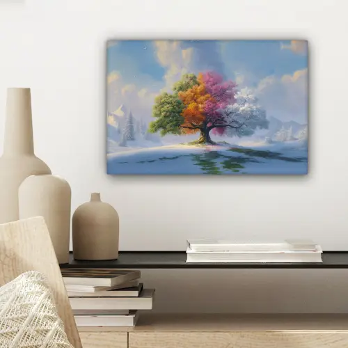 Boom - Seizoenen - Winter - Landschap canvas 2cm klein -sfeer6