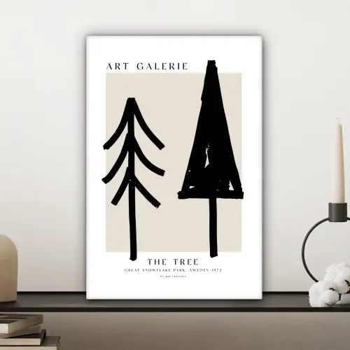 Bomen - Kerst - Zwart - Feest canvas 2cm klein -sfeer6