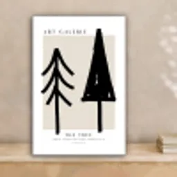Bomen - Kerst - Zwart - Feest canvas 2cm klein -sfeer1