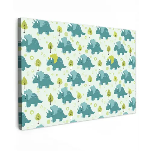 Triceratop - Blauw - Stippen - Boompjes canvas 2cm klein -z3d