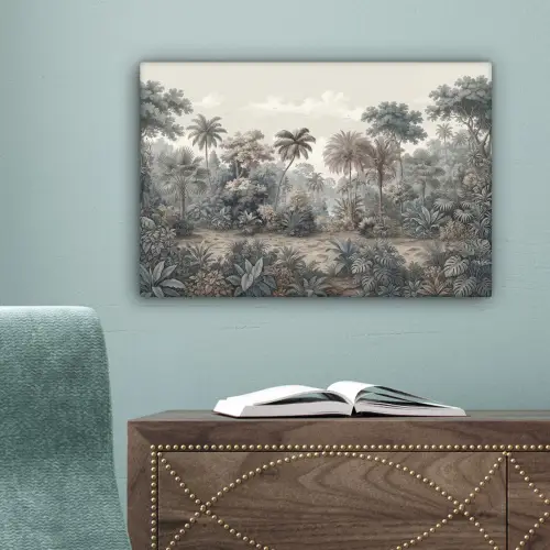 Tropisch - Landschap - Illustratie canvas 2cm klein -sfeer4