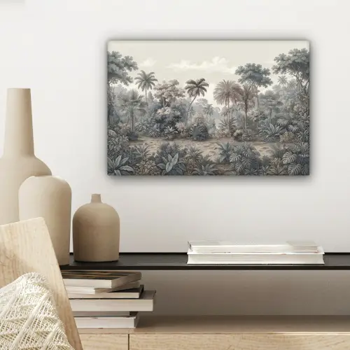 Tropisch - Landschap - Illustratie canvas 2cm klein -sfeer6
