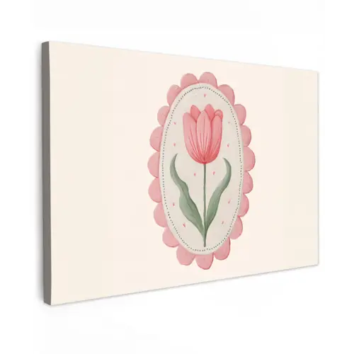 Tulp - Lijst - Ovaal - Illustratie canvas 2cm klein -z3d