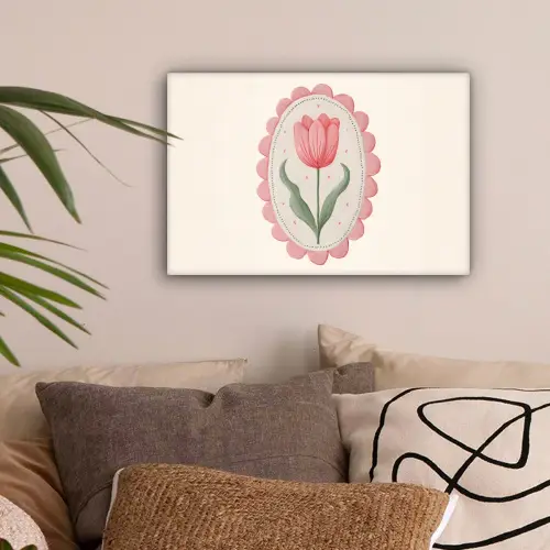 Tulp - Lijst - Ovaal - Illustratie canvas 2cm klein -sfeer1