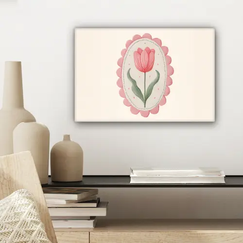 Tulp - Lijst - Ovaal - Illustratie canvas 2cm klein -sfeer6