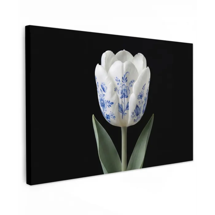 Tulp - Patroon - Blauw canvas 2cm klein -z3d