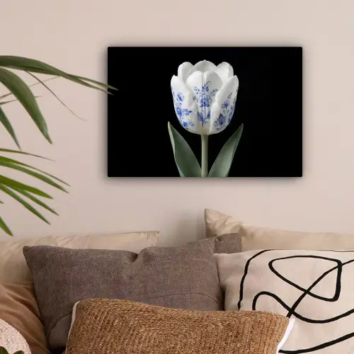 Tulp - Patroon - Blauw canvas 2cm klein -sfeer1