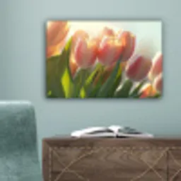 Tulpen - Roze - Zonnestralen canvas 2cm klein -sfeer4