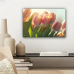Tulpen - Roze - Zonnestralen canvas 2cm klein -sfeer6