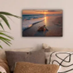 Schildpad - strand - Zonsondergang canvas 2cm klein -sfeer1