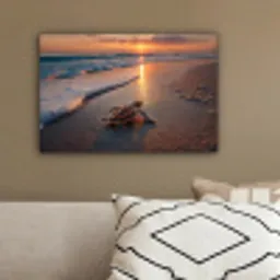 Schildpad - strand - Zonsondergang canvas 2cm klein -sfeer3