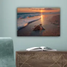 Schildpad - strand - Zonsondergang canvas 2cm klein -sfeer4