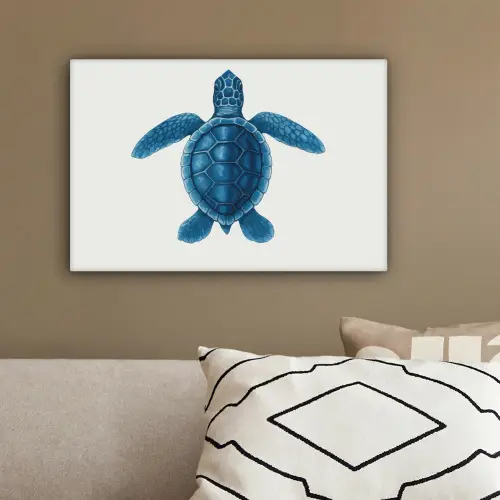 Schildpad - Blauw - Schild canvas 2cm klein -sfeer3
