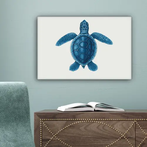 Schildpad - Blauw - Schild canvas 2cm klein -sfeer4