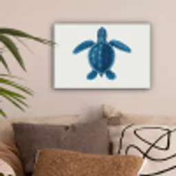 Schildpad - Blauw - Schild canvas 2cm klein -sfeer1