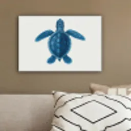 Schildpad - Blauw - Schild canvas 2cm klein -sfeer3