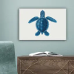 Schildpad - Blauw - Schild canvas 2cm klein -sfeer4