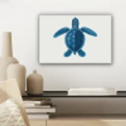Schildpad - Blauw - Schild canvas 2cm klein -sfeer6