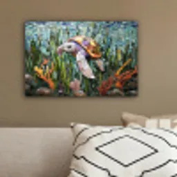 Schildpad - Zeewier - Mozaïek canvas 2cm klein -sfeer3