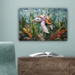Schildpad - Zeewier - Mozaïek canvas 2cm klein -sfeer4