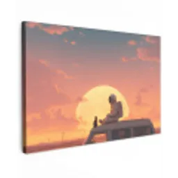 Busje - Kat - Zonsondergang - Oranje canvas 2cm klein -z3d