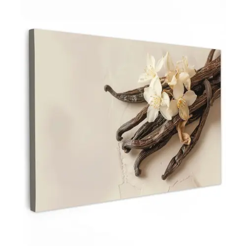 Vanille - Bloemen - Beige canvas 2cm klein -z3d
