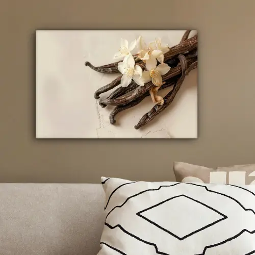 Vanille - Bloemen - Beige canvas 2cm klein -sfeer3