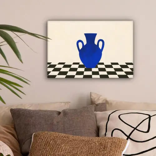 Vaas - Blauw - Geblokt - Modern canvas 2cm klein -sfeer1