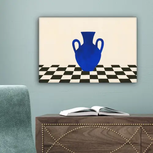 Vaas - Blauw - Geblokt - Modern canvas 2cm klein -sfeer4