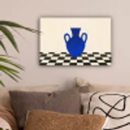 Vaas - Blauw - Geblokt - Modern canvas 2cm klein -sfeer1