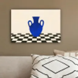 Vaas - Blauw - Geblokt - Modern canvas 2cm klein -sfeer3