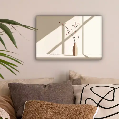 Vaas - Takken - Bessen - Minimalistisch canvas 2cm klein -sfeer1