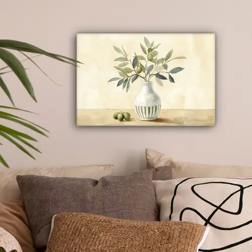 Vaas - Keramiek - Olijftakken canvas 2cm klein -sfeer1