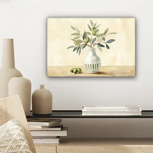 Vaas - Keramiek - Olijftakken canvas 2cm klein -sfeer6