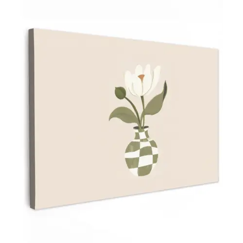 Vaas - Geruit - Bloem - Groen canvas 2cm klein -z3d