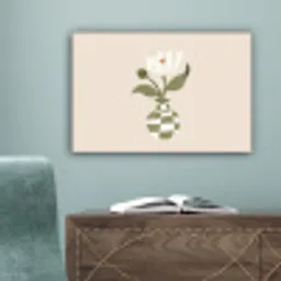 Vaas - Geruit - Bloem - Groen canvas 2cm klein -sfeer4