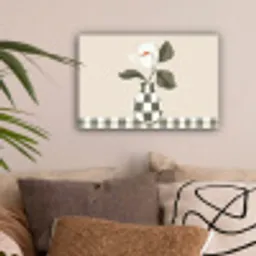 Vaas - Geruit - Groen - Bloem canvas 2cm klein -sfeer1