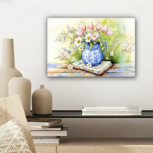 Vaas - Delftsblauw - Madeliefjes canvas 2cm klein -sfeer6