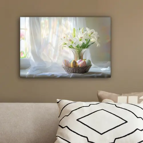 Vaas - Eieren - Bloemen canvas 2cm klein -sfeer3