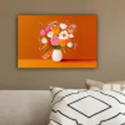 Vaas - Bloemen - Oranje canvas 2cm klein -sfeer3