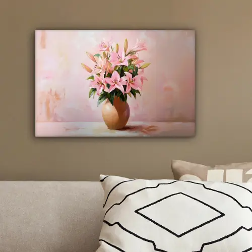 Vaas - Bloemen - Roze canvas 2cm klein -sfeer3