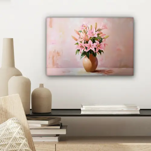Vaas - Bloemen - Roze canvas 2cm klein -sfeer6